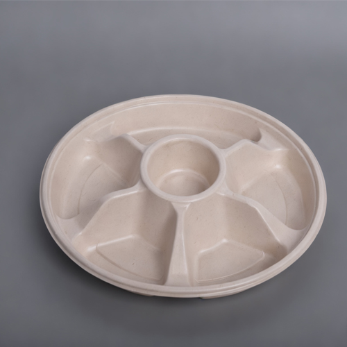 6-Compartments Food Safe Sugarcane Bagasse Pulp plate