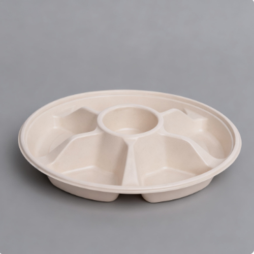 6-Compartments Food Safe Sugarcane Bagasse Pulp plate (3)