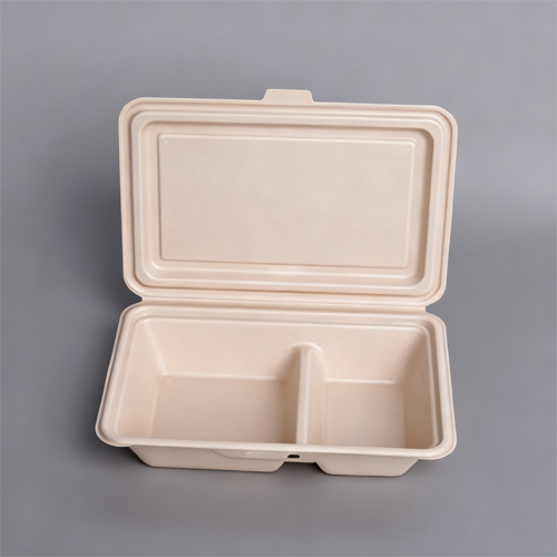 2 Compartments Compostable Delivery Clamshell Lunch Box