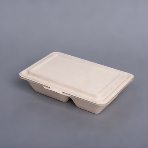 2 Compartments Compostable Delivery Clamshell Lunch Box