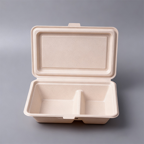 2 Compartments Compostable Delivery Clamshell Lunch Box