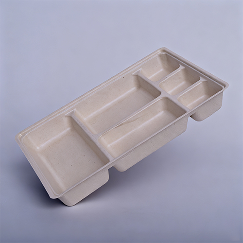 6-C Anti-Grease Eco-Friendly Take-away Box Pulp Tray with Lid
