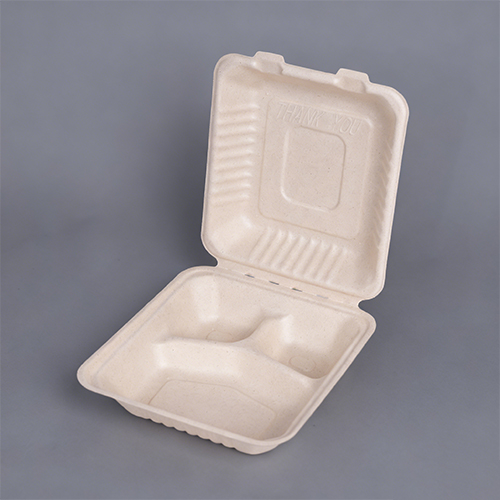 8in.3-C 1000ml Sectional Paper Box Biodegradable Clamshell Packaging