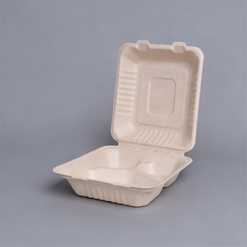 8in. 3-C 1000ml Sectional paper Box Biodegradable clamshell packaging (7)