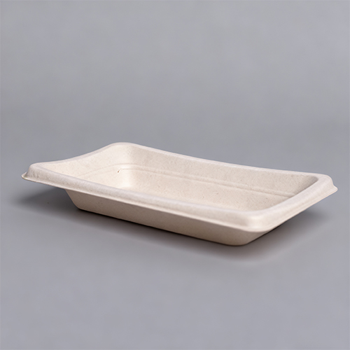 Compostable Tableware Bagasse Sushi Tray Meal Tray with Clear Lid
