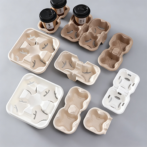 Recyclable Biodegradable 4-Cup Holder Take-out Coffee Carrier